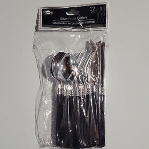 Silver Plastic Cutlery Set